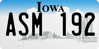 IA license plate ASM192