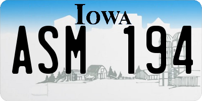 IA license plate ASM194
