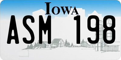 IA license plate ASM198