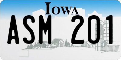 IA license plate ASM201
