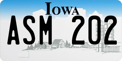 IA license plate ASM202
