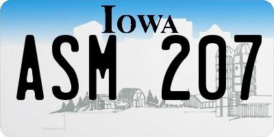 IA license plate ASM207