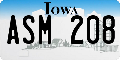 IA license plate ASM208