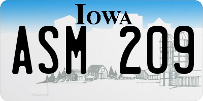 IA license plate ASM209