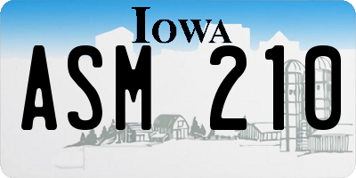 IA license plate ASM210