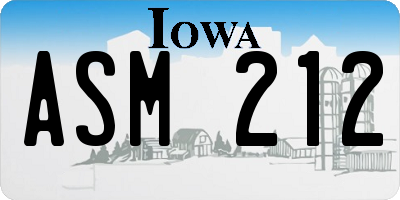 IA license plate ASM212