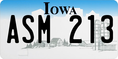 IA license plate ASM213