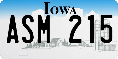 IA license plate ASM215