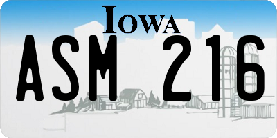 IA license plate ASM216