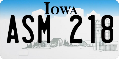IA license plate ASM218