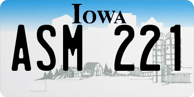 IA license plate ASM221