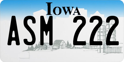 IA license plate ASM222