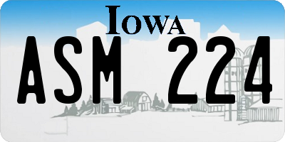 IA license plate ASM224