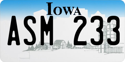 IA license plate ASM233