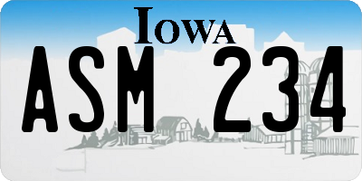 IA license plate ASM234