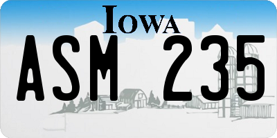 IA license plate ASM235