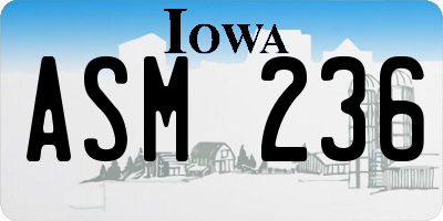 IA license plate ASM236