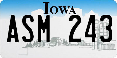 IA license plate ASM243