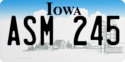 IA license plate ASM245