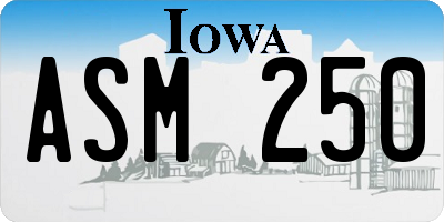 IA license plate ASM250