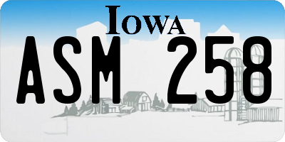 IA license plate ASM258
