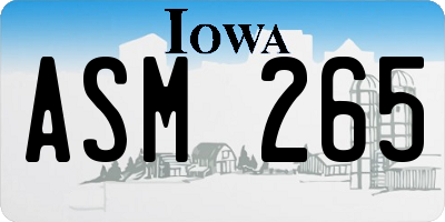IA license plate ASM265