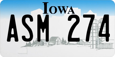 IA license plate ASM274