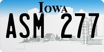 IA license plate ASM277