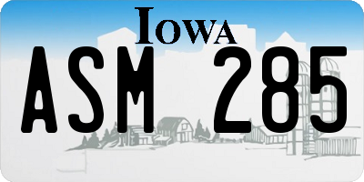 IA license plate ASM285