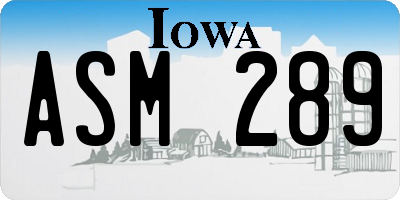 IA license plate ASM289