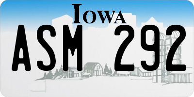 IA license plate ASM292