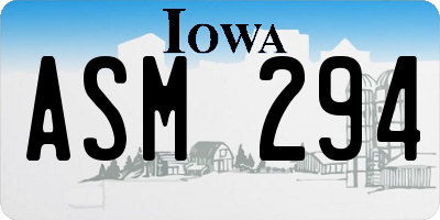 IA license plate ASM294