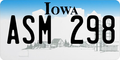 IA license plate ASM298