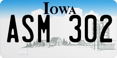 IA license plate ASM302