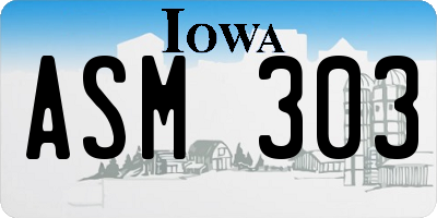 IA license plate ASM303