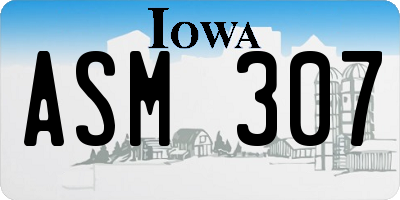 IA license plate ASM307