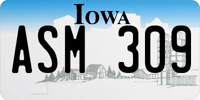 IA license plate ASM309