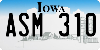 IA license plate ASM310