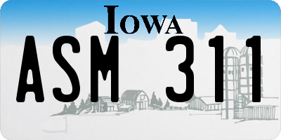 IA license plate ASM311