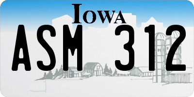 IA license plate ASM312