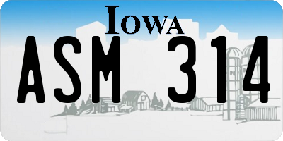 IA license plate ASM314