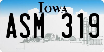 IA license plate ASM319
