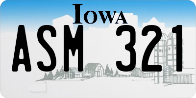 IA license plate ASM321