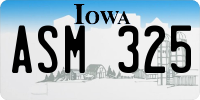 IA license plate ASM325
