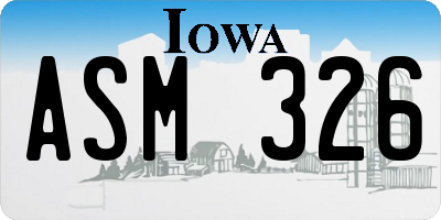 IA license plate ASM326