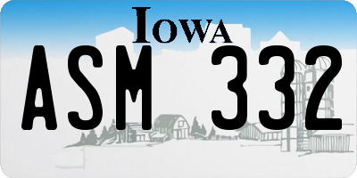 IA license plate ASM332