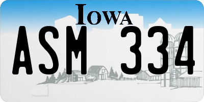 IA license plate ASM334