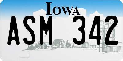 IA license plate ASM342