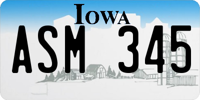 IA license plate ASM345