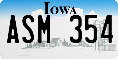 IA license plate ASM354